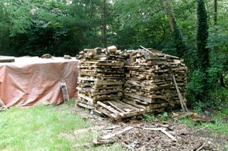 Wood Stacks seasoning outside